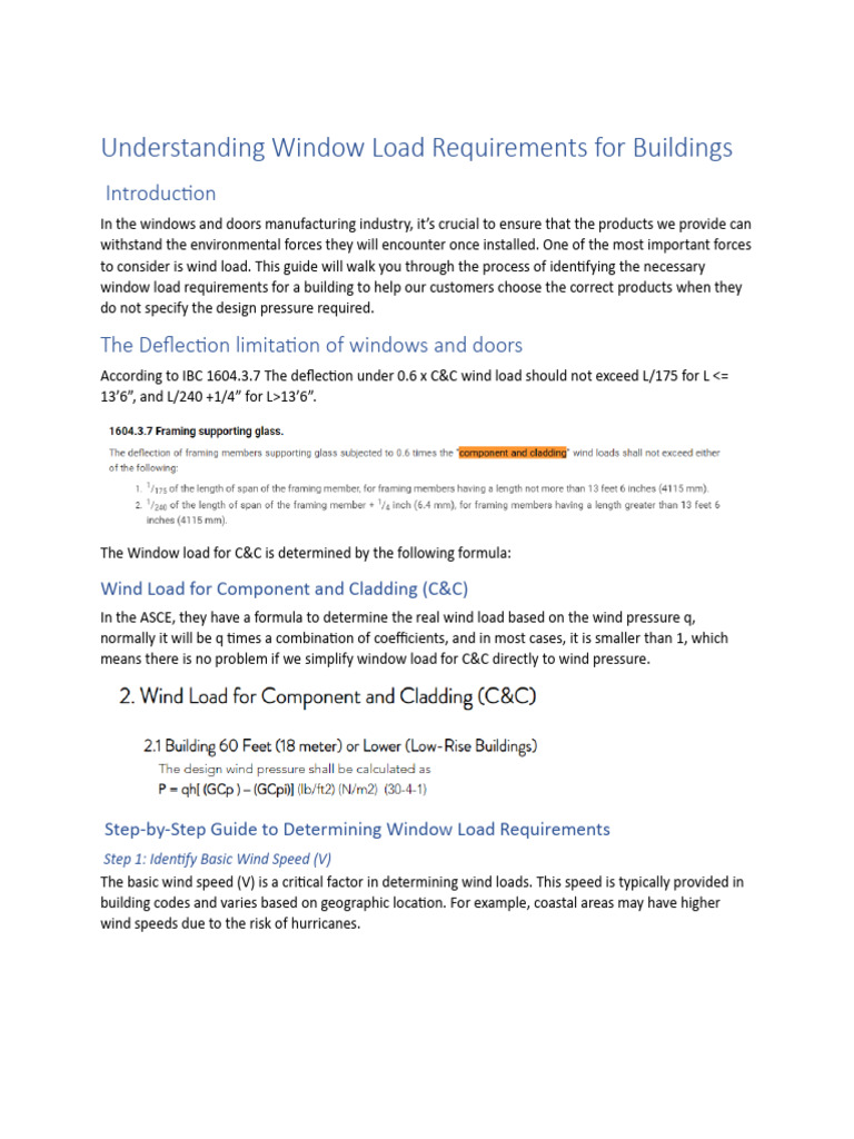 Window Load Requirements for Buildings | PDF | Emergency | Wind Speed