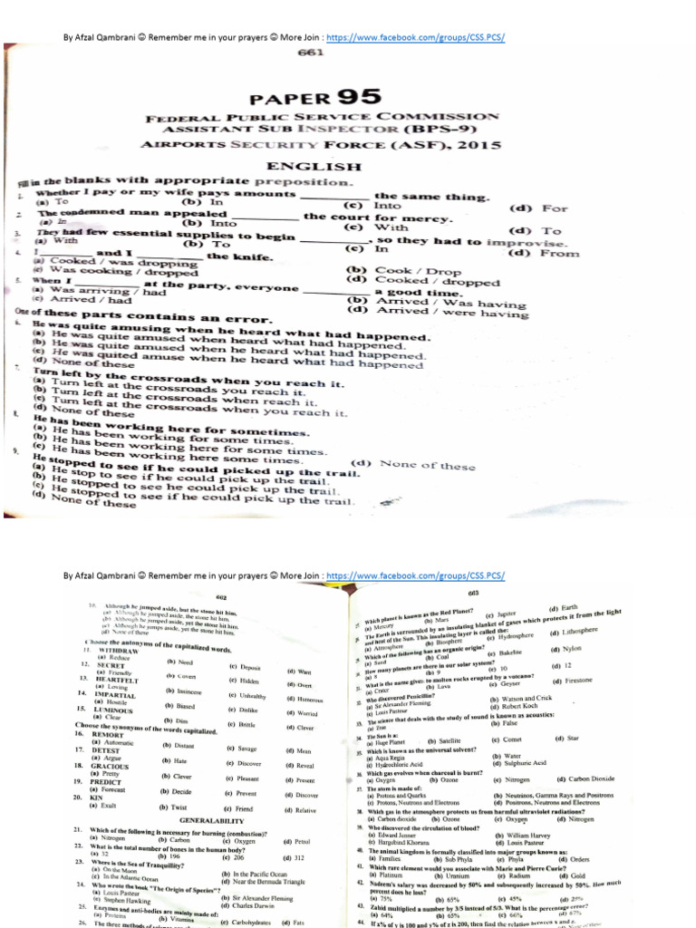 ASF PAST PAPERS | PDF