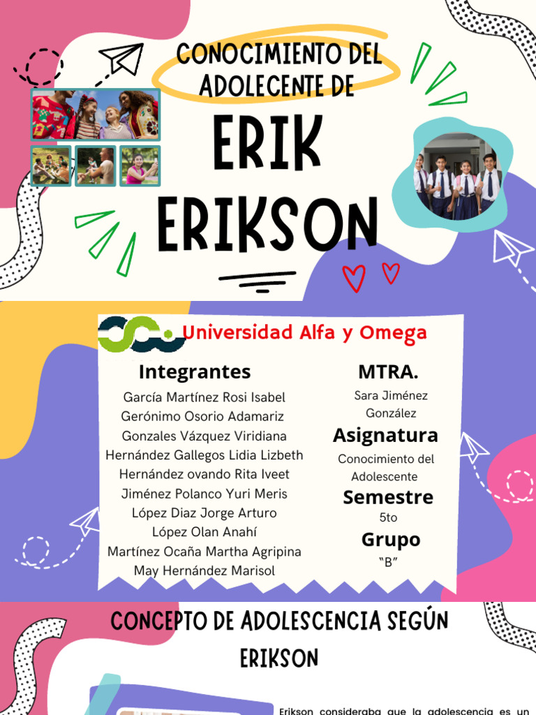 Adolescencia según Erikson: Identidad y Crisis | PDF | Adultos ...