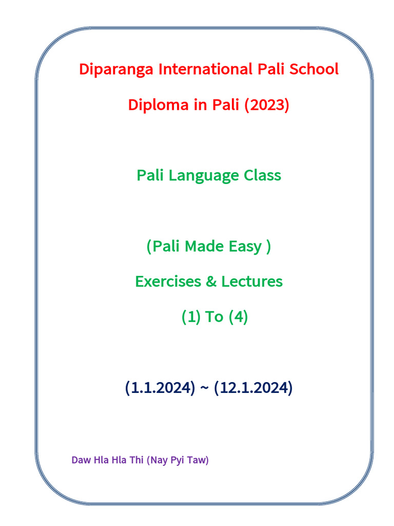 Pali Language Course Overview | PDF | Grammatical Number | Linguistics