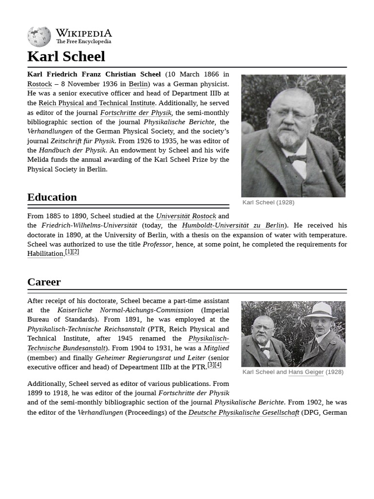 Karl Scheel | PDF