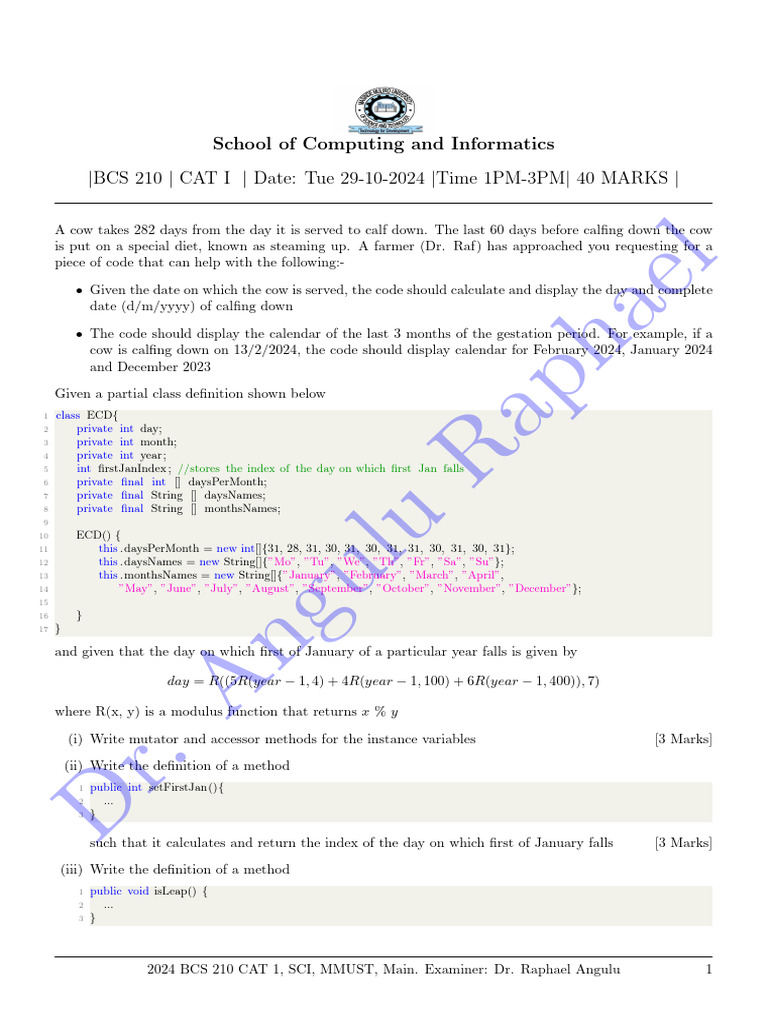Cow Calving Date Calculator Code | PDF | Object Oriented Programming ...