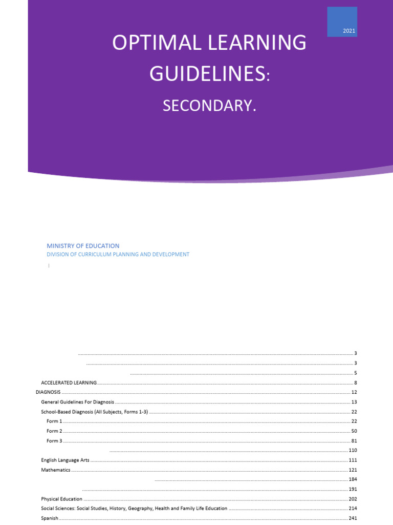 Optimal Learning Guidelines Secondary School | PDF | Curriculum | Learning