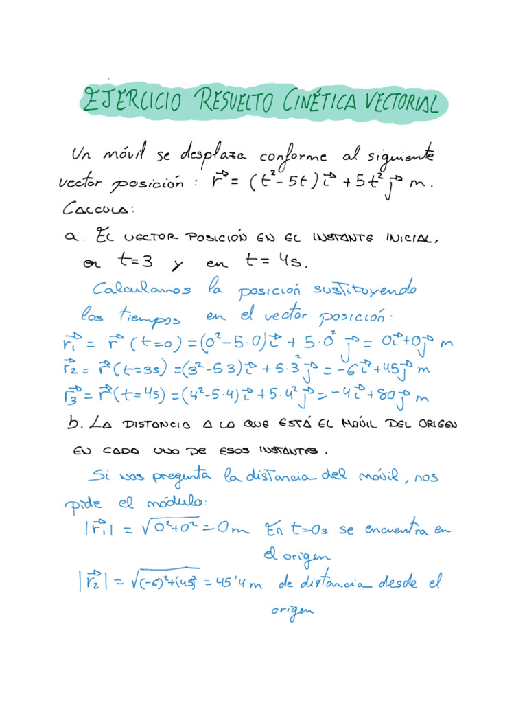 Ejemplo Resuelto Problema Cinematica Vectorial | PDF | Velocidad ...
