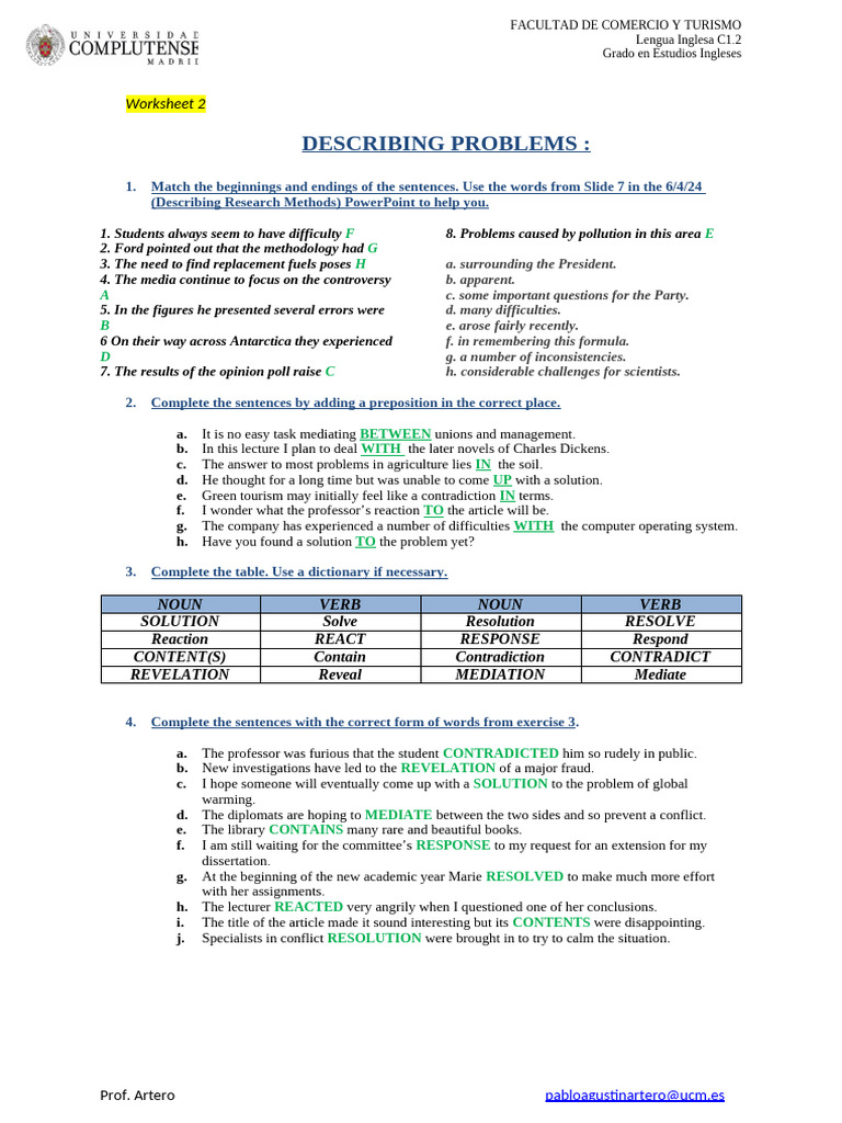 KEY 2_Worksheet 2_Describing Problems_6_3_24 | PDF
