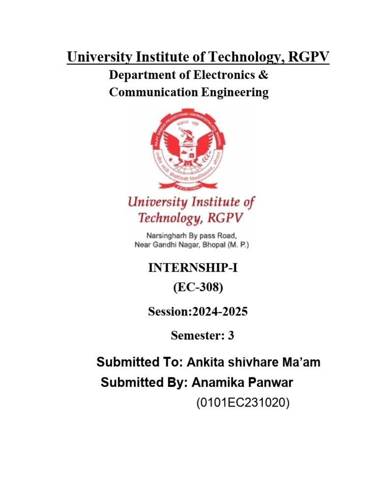 RGPV Electronics Internship Report 2024 | PDF