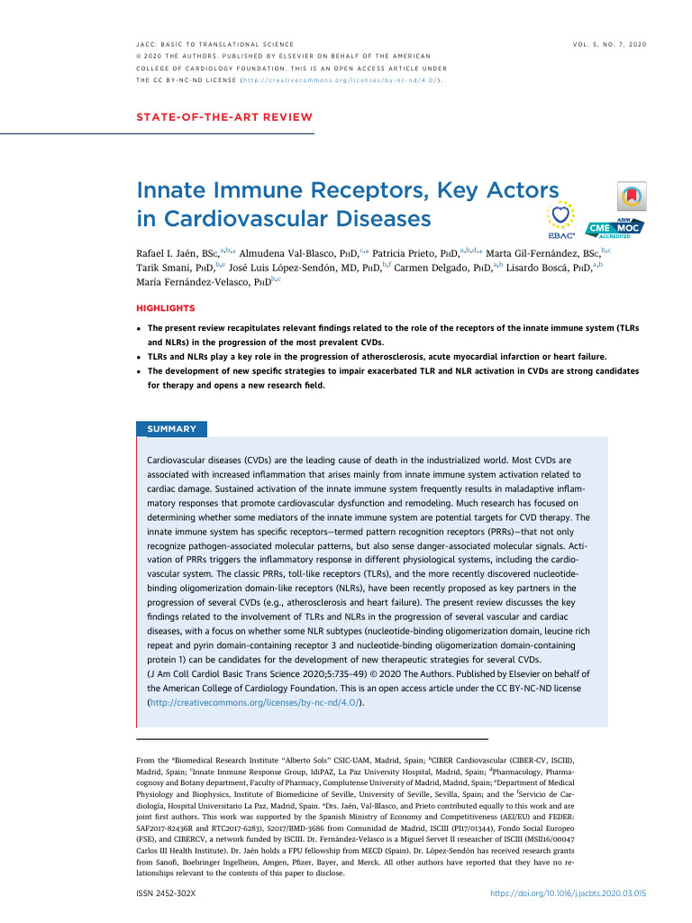 Innate Immune Receptors in CVDs | PDF | Toll Like Receptor ...