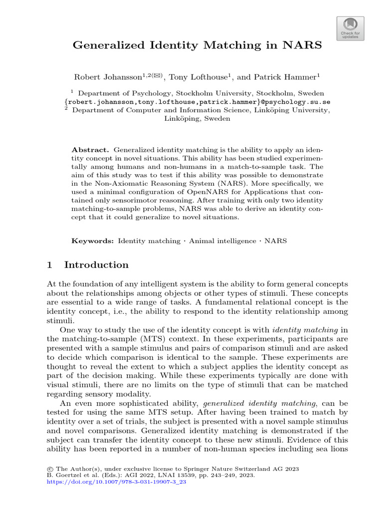 Generalized Identity Matching in NARS | PDF | Hypothesis | Evidence