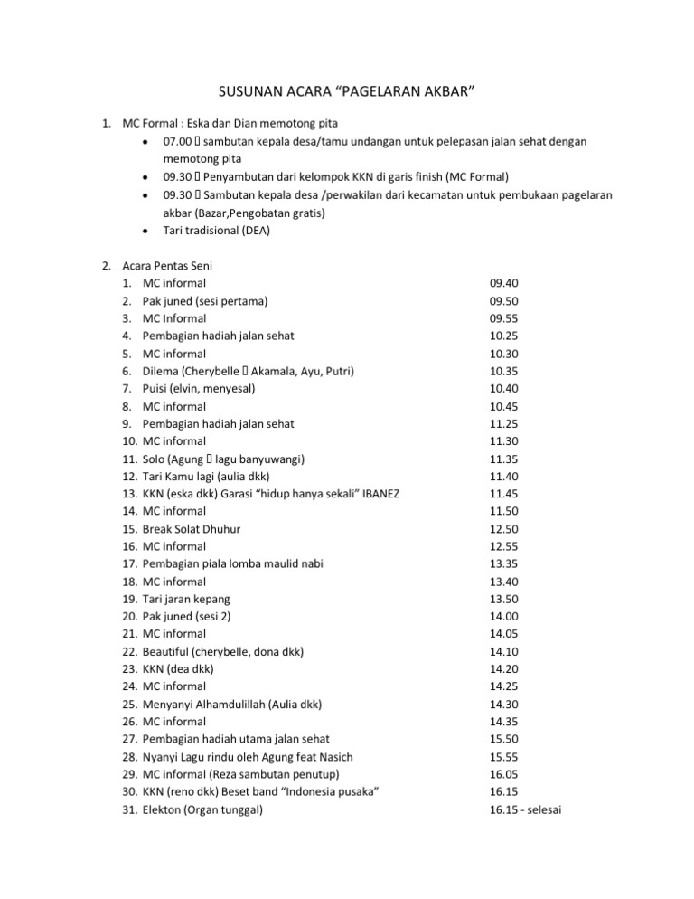 Susunan Acara