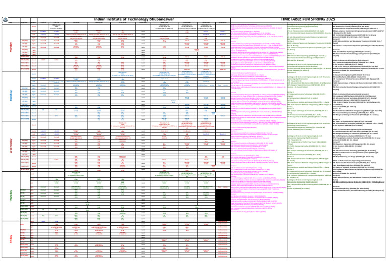 FEM and PEM Timetable Spring 2025 | PDF | Environmental Impact ...