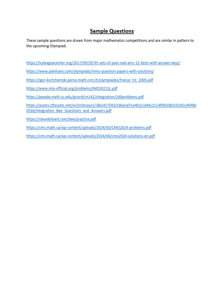 Mathematics Contest Practice Question | PDF | Square Root