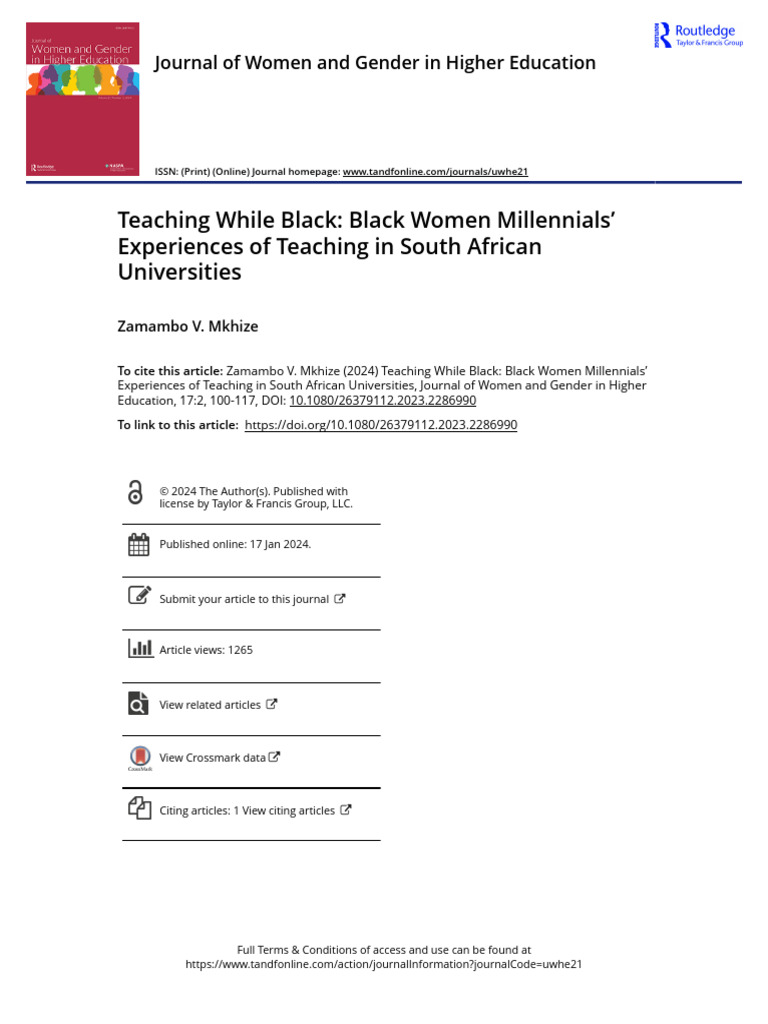 Black Women Millennials in South African Academia | PDF ...