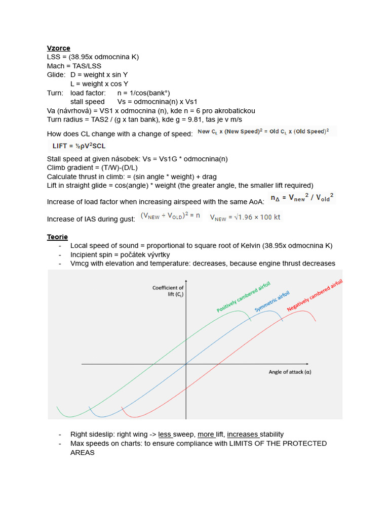 Aerodynamics and Flight Performance Formulas | PDF | Drag (Physics ...