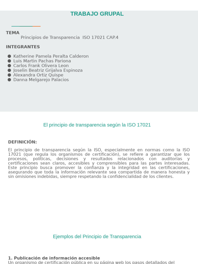 Iso 17021 Transparencia | PDF | Auditoría | Organización internacional ...