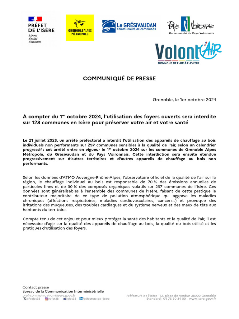 Interdiction des foyers ouverts en Isère | PDF | Pollution de l'air ...