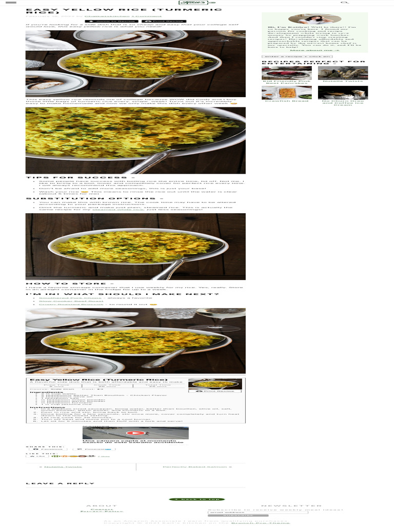 Easy Yellow Rice (Turmeric Rice) - Kait's Kitchen | PDF | Food And ...