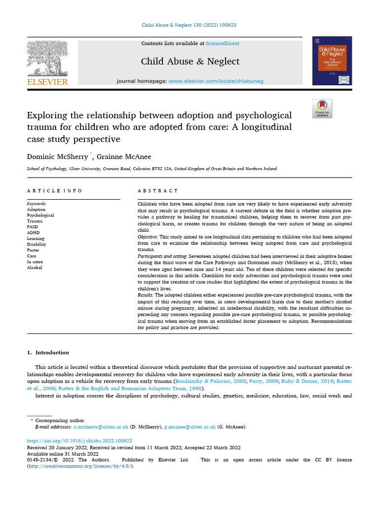 Adoption's Impact on Child Trauma | PDF | Child Abuse | Child Neglect
