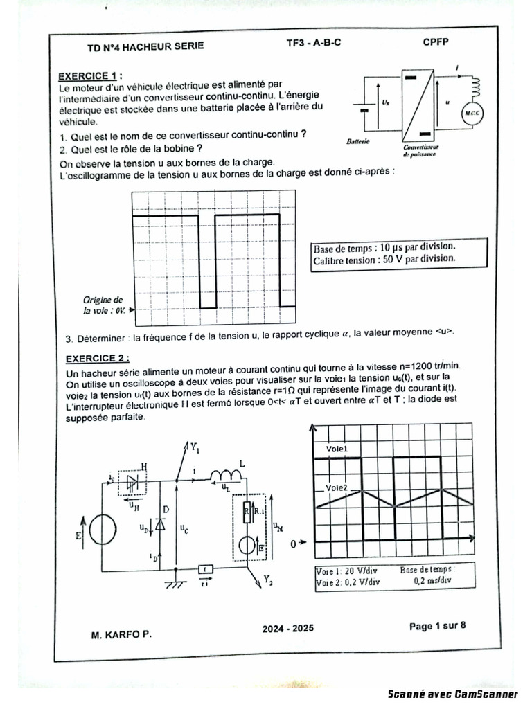 Travaux Dirigés Sur Le Hacheur Série | PDF