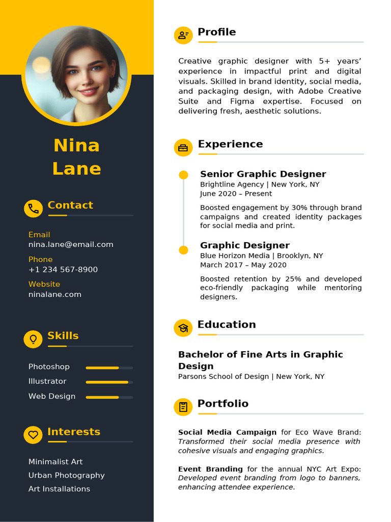 Modern Graphic Designer CV Template | PDF