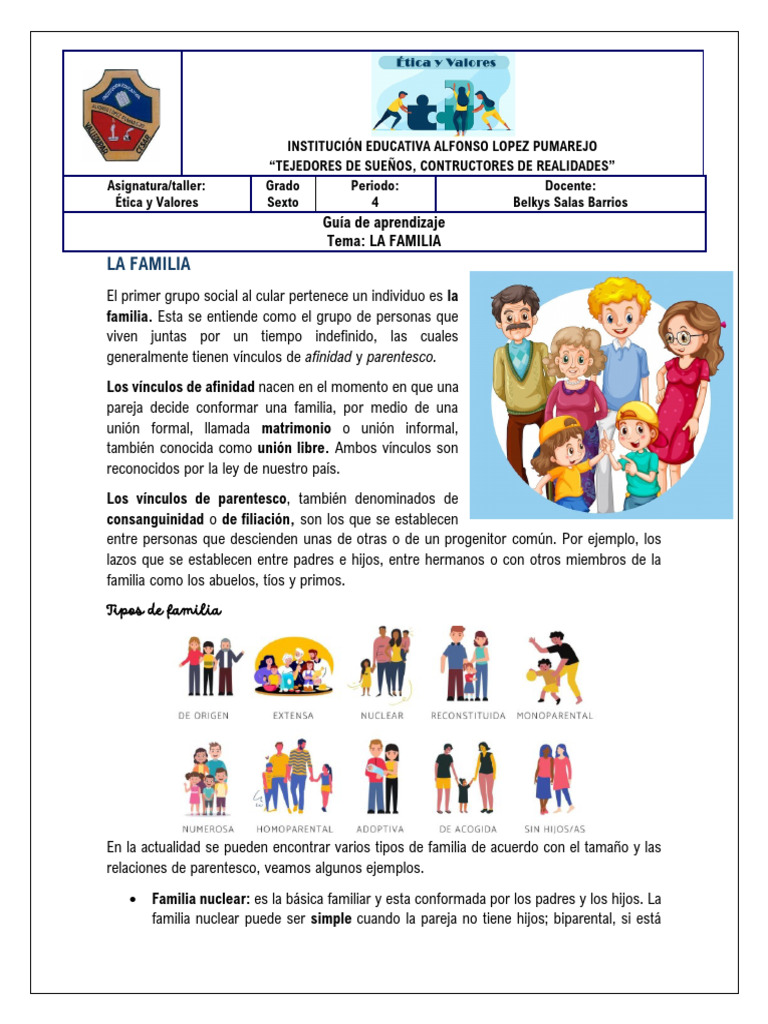 Guía sobre la familia y sus tipos | PDF | Familia | Parentesco