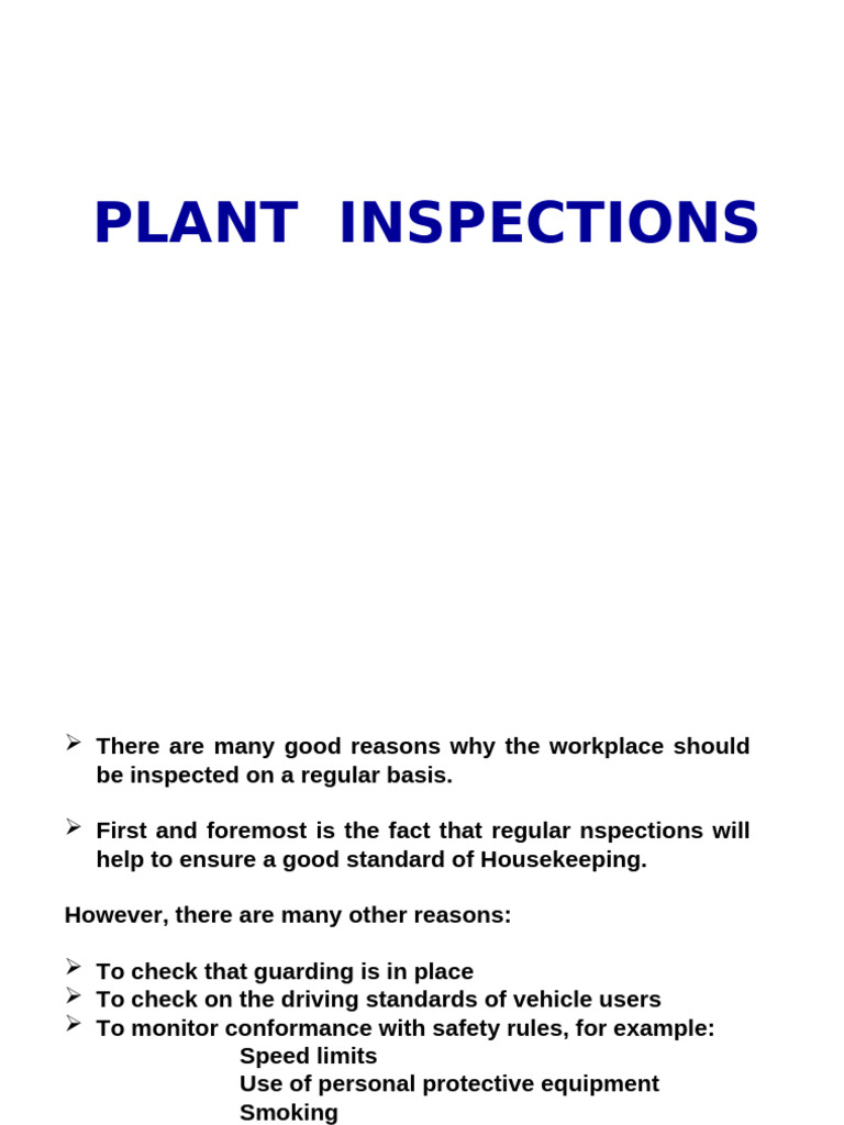 Hse Plant Inspection | PDF | Waste | Personal Protective Equipment