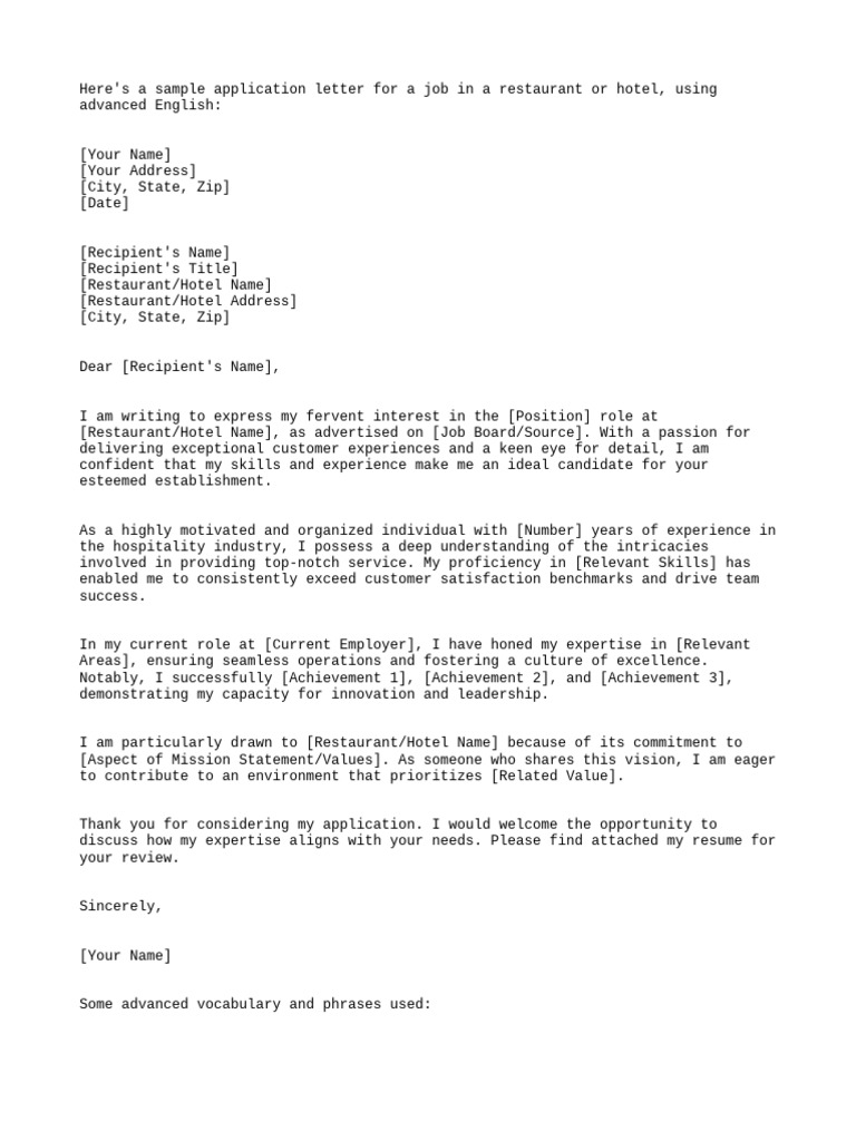 Advanced Job Application Letter Template | PDF