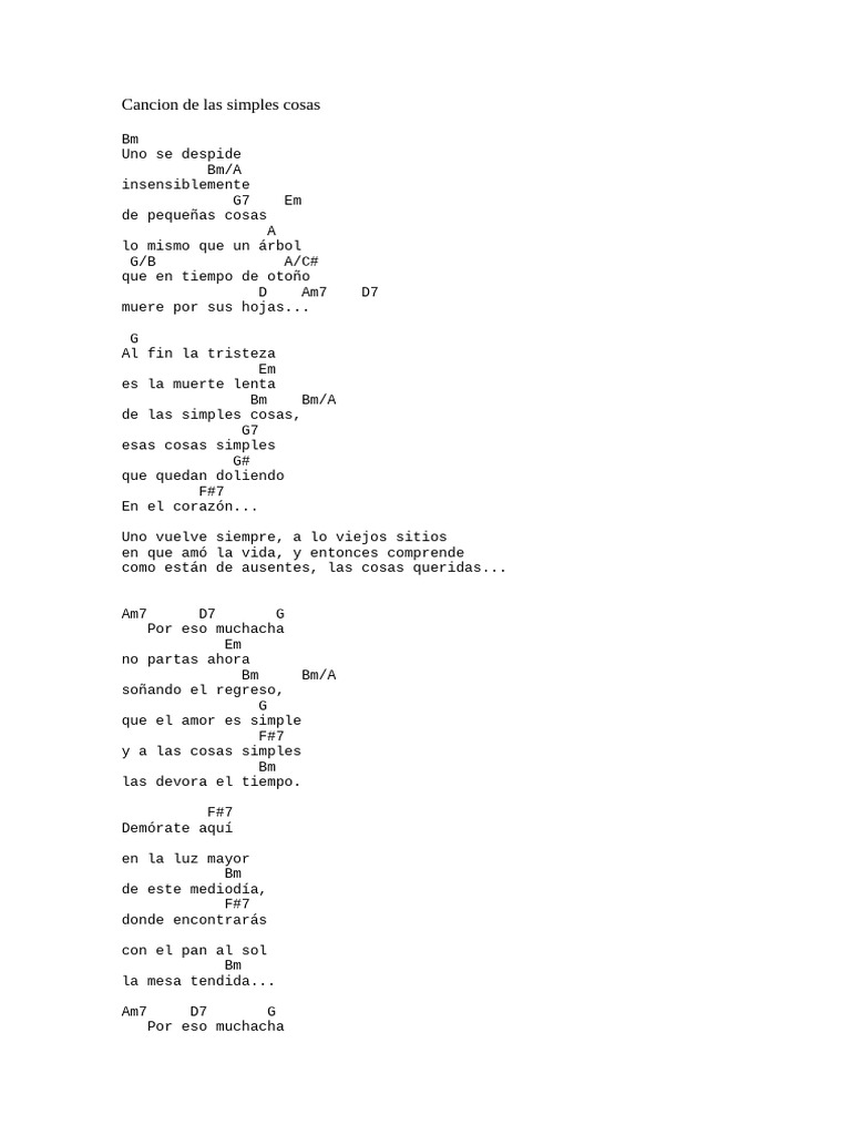 Cancion de Las Simples Cosas | PDF