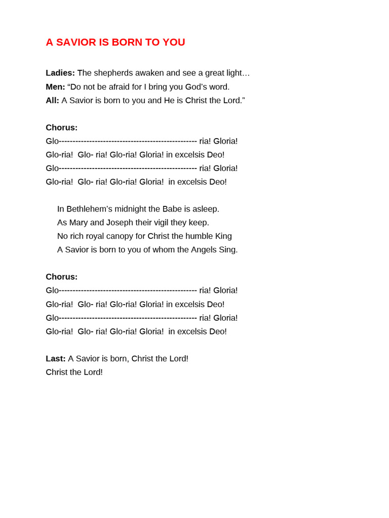 A Savior Is Born: Lyrics and Themes | PDF