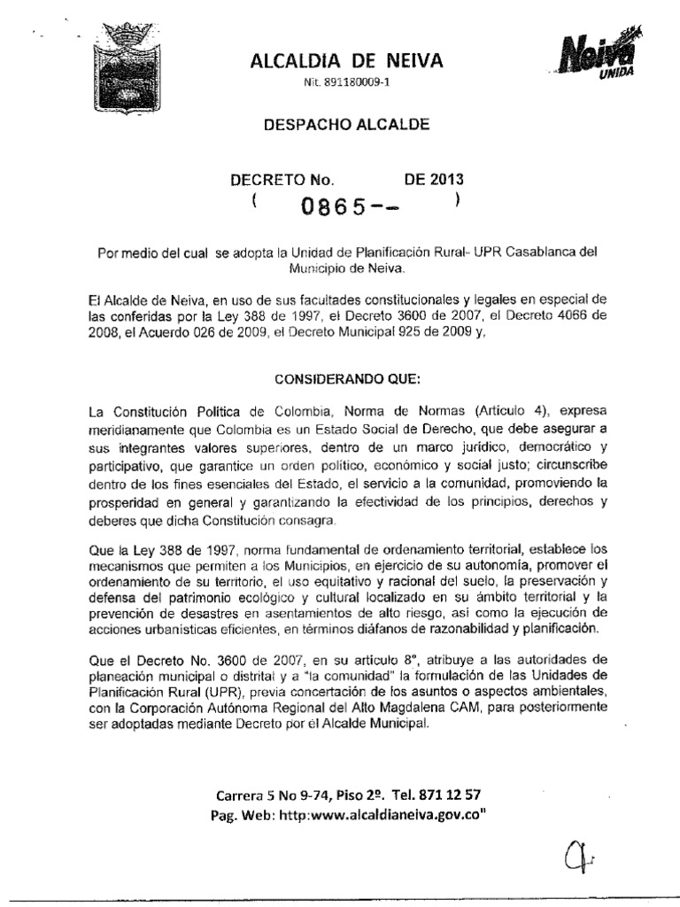 Decreto 0865 | PDF