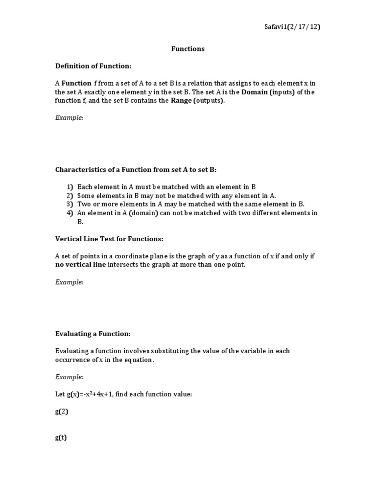 Function Definition and Examples | PDF