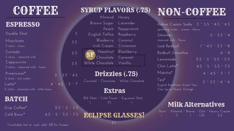 Coffee and Non-Coffee Beverage Menu | PDF | Drink | Hot Drinks
