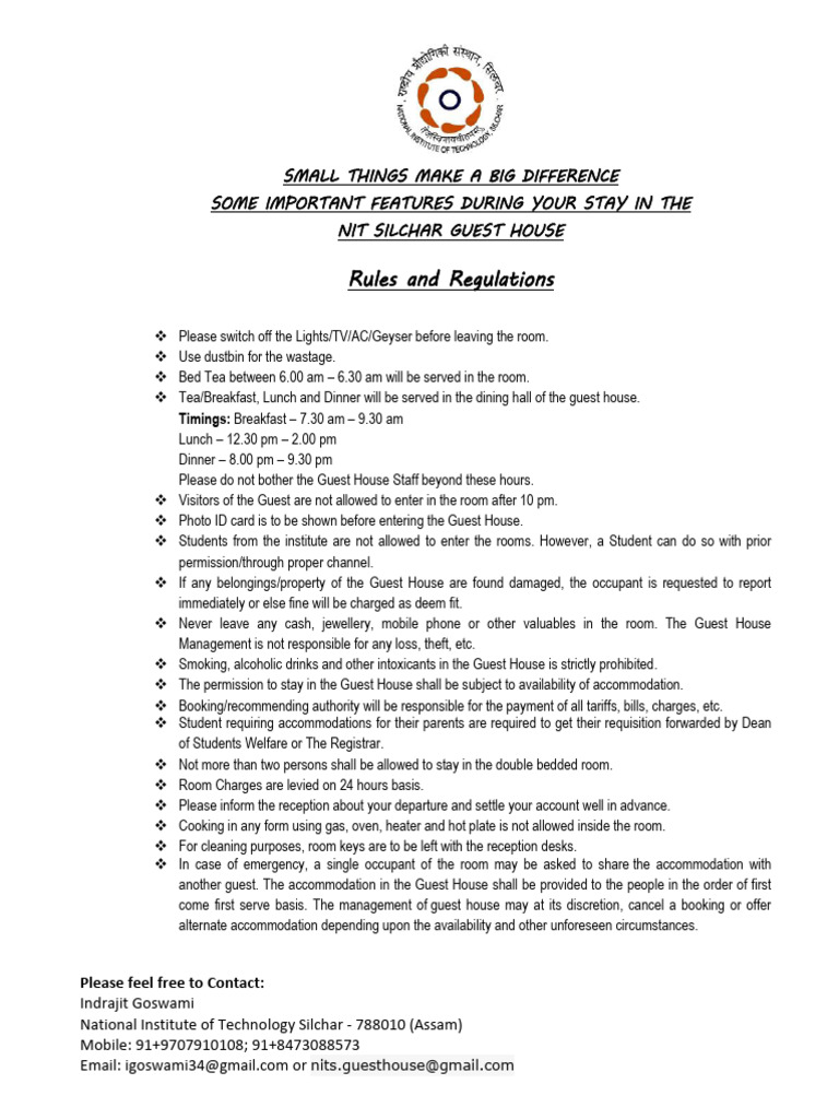 Guest House Rules and Regulations PDF