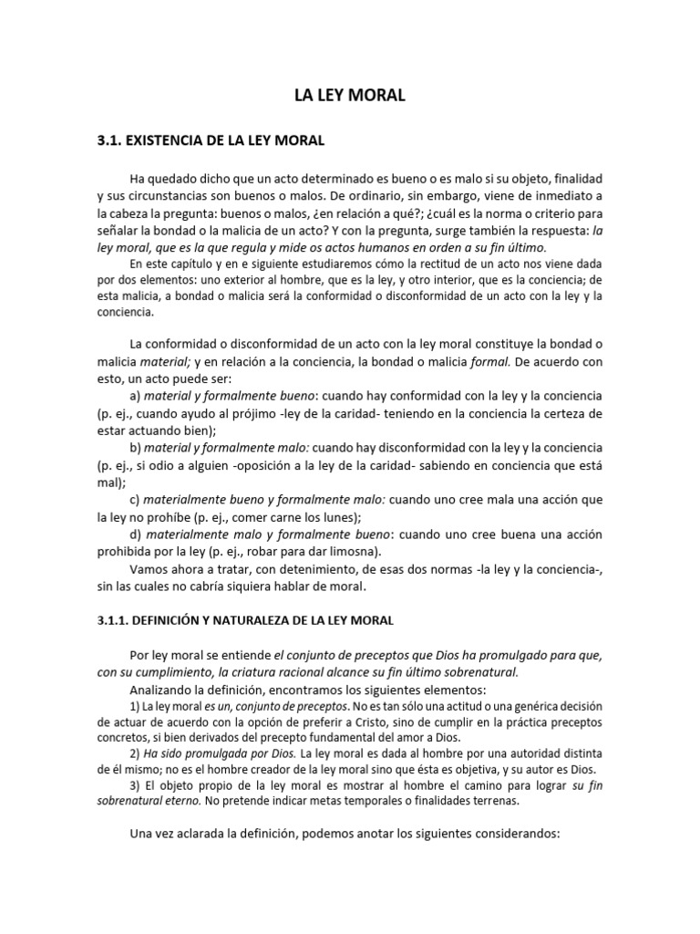 Ley Moral - Cuestionario | PDF | Moralidad | La Ley natural