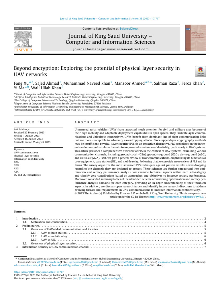 Physical Layer Security in UAV Networks | PDF | Unmanned Aerial Vehicle ...