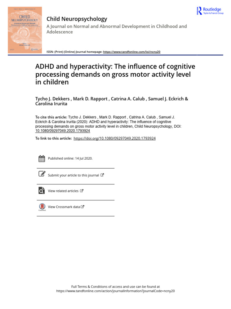 ADHD: Cognitive Demand and Motor Activity | PDF | Attention Deficit ...