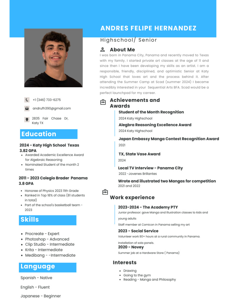 Andres Hernandez: Aspiring Artist Profile | PDF