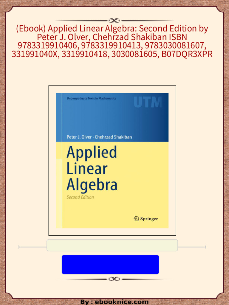  ebook applied linear algebra second edition by peter j olver