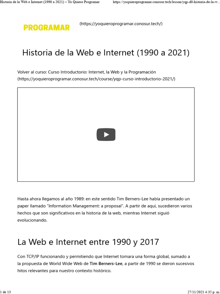02_historia_web | PDF | Red mundial | Internet y web