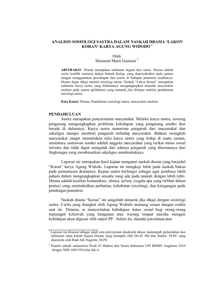 Makalah Sosiologi Sastra Drama