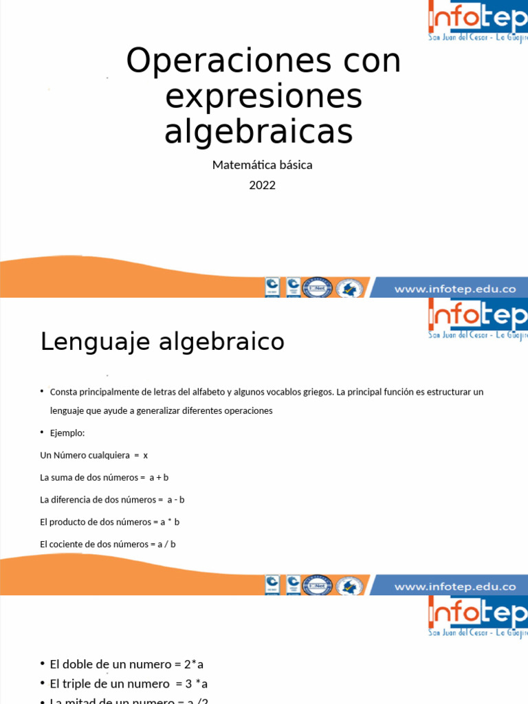 Operaciones con Expresiones Algebraicas | PDF