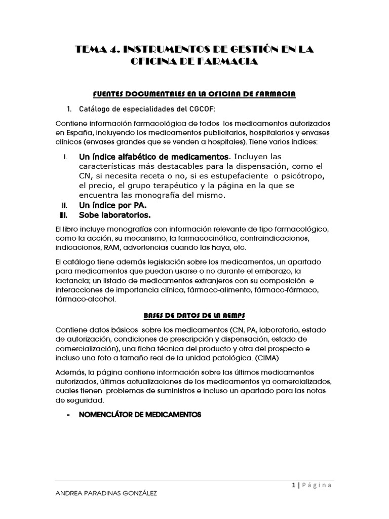 Instrumentos de Gestión en Farmacia | PDF | Medicamentos con receta ...