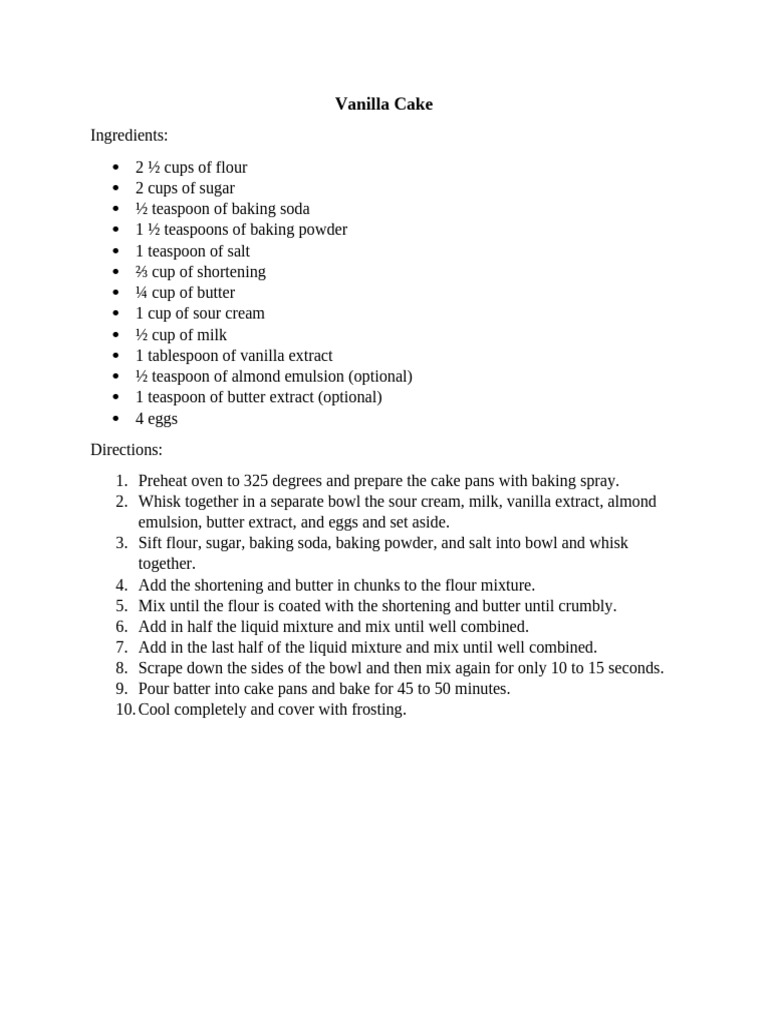 Vanilla Cake | PDF