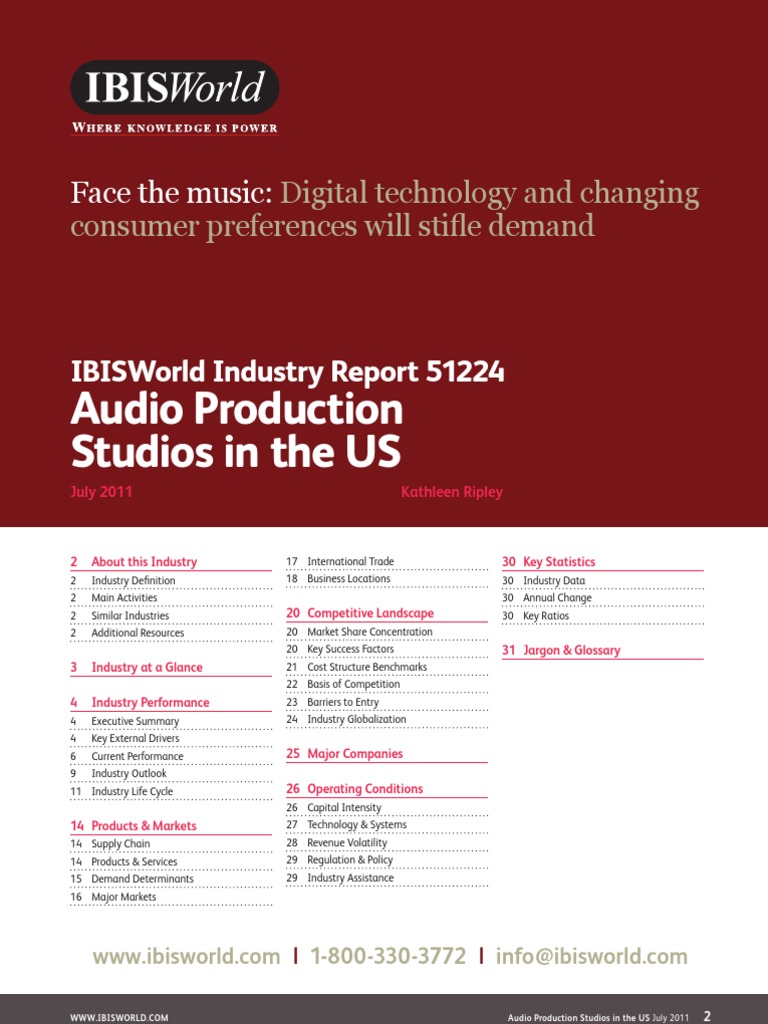 Audio Production Studios in The US Industry Report | PDF | Music ...