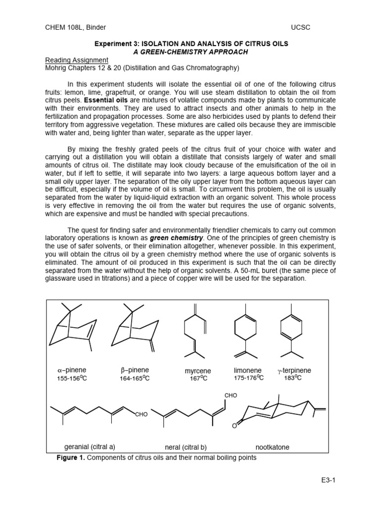 Citrus Oil Isolation via Green Chemistry | PDF | Chromatography | Gas ...