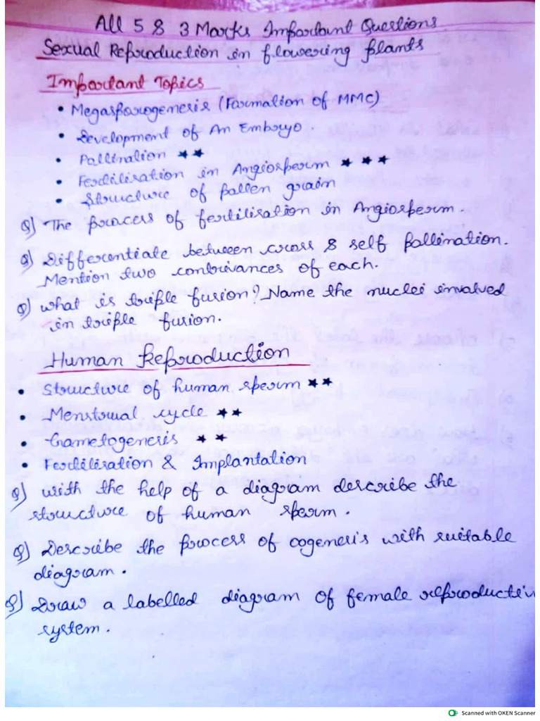 Biology Important Questions Chapter Wise Class 12 Pdf