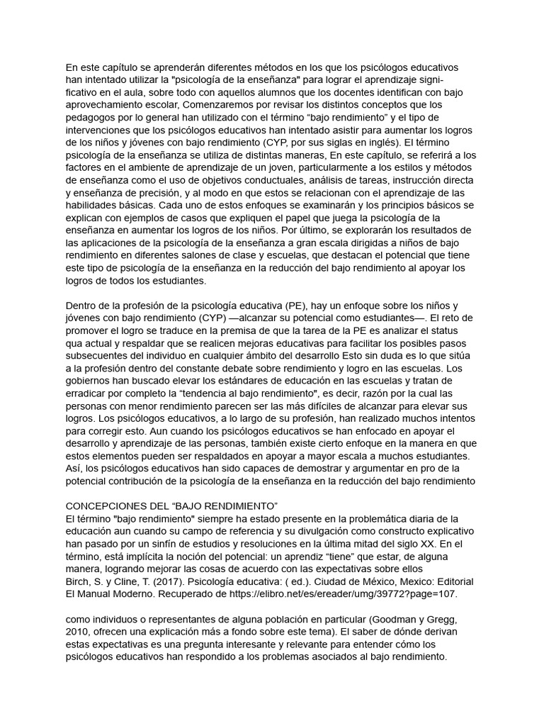 Métodos para Mejorar el Bajo Rendimiento Escolar | PDF | Enseñando ...