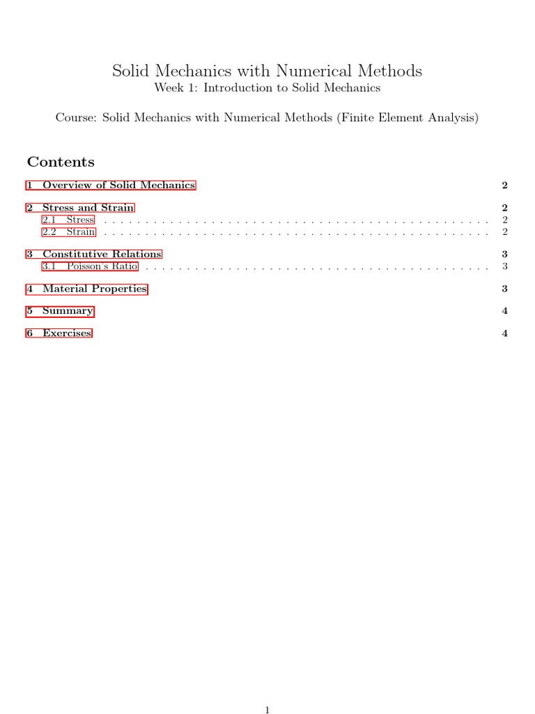 Solid Mechanics Week 1 Pdf Stress Mechanics Young S Modulus
