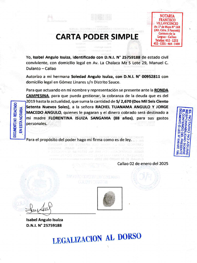 Carta Poder Simple Dos | PDF