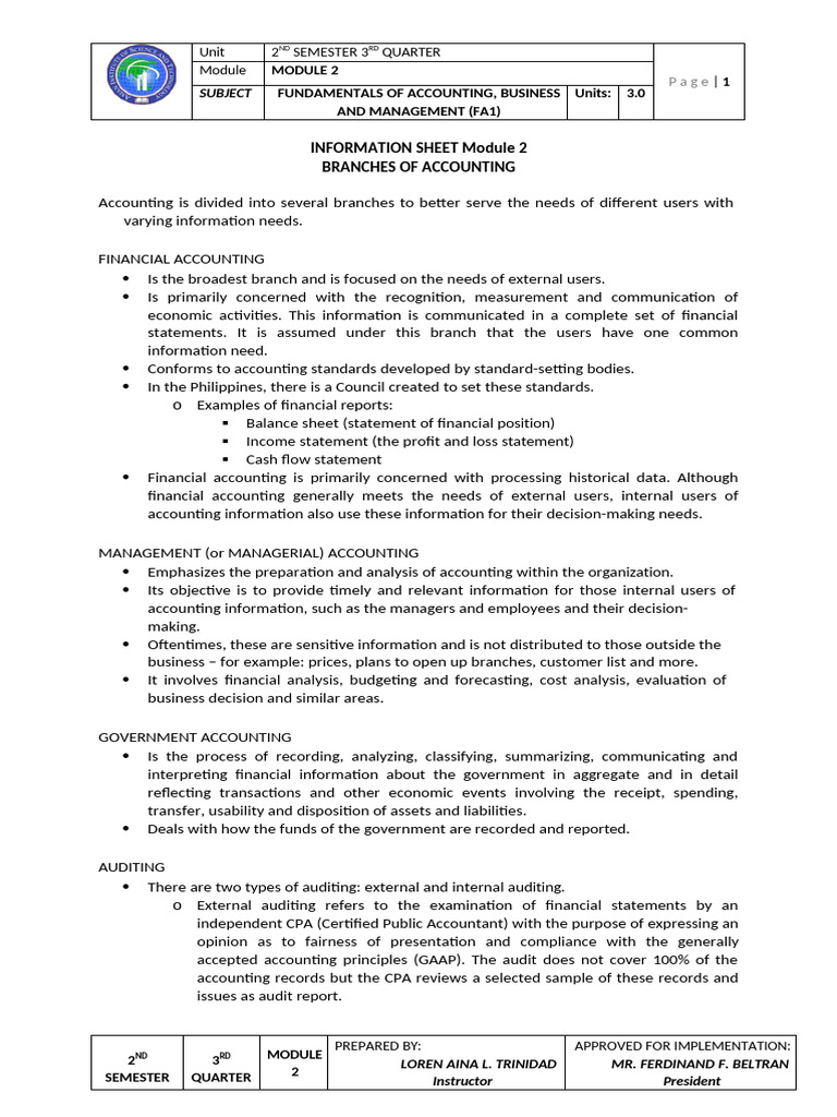 Fa1 Module 2 Pdf Accounting Audit