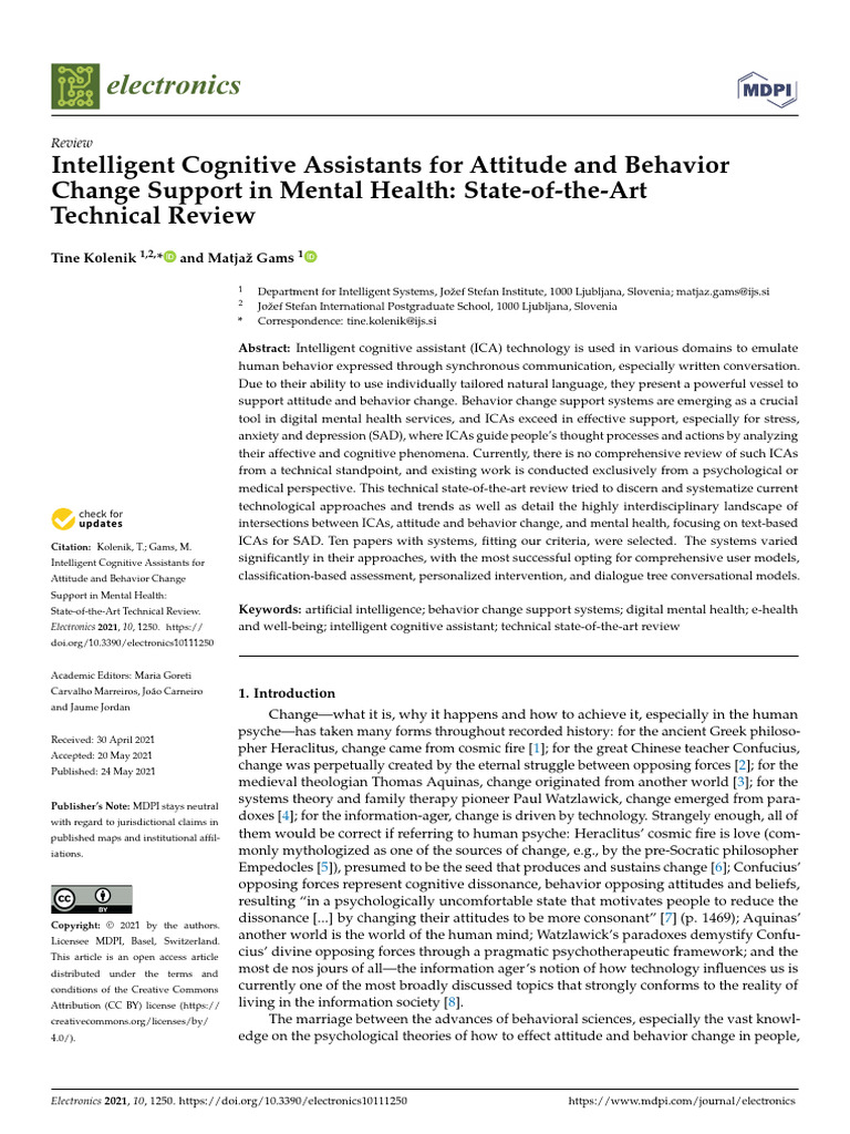 Intelligent Cognitive Assistants For Attitude and Behavior | PDF ...